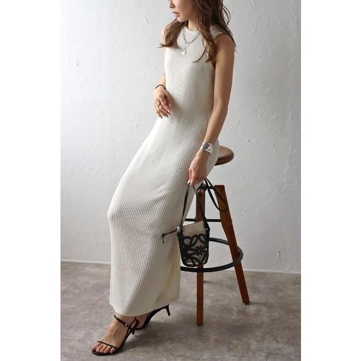 IVORY | サマーニットアメスリリブワンピース 77-003662 | BONJOUR SAGAN