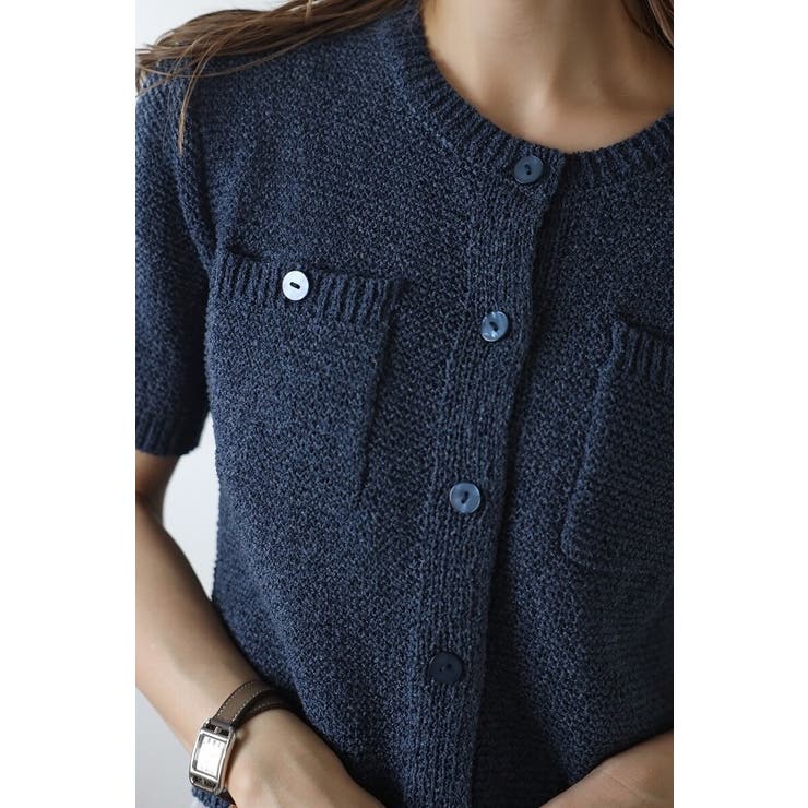 スクエアポケットブークレニット半袖カーディガン 77-003712 | BONJOUR SAGAN | 詳細画像6 