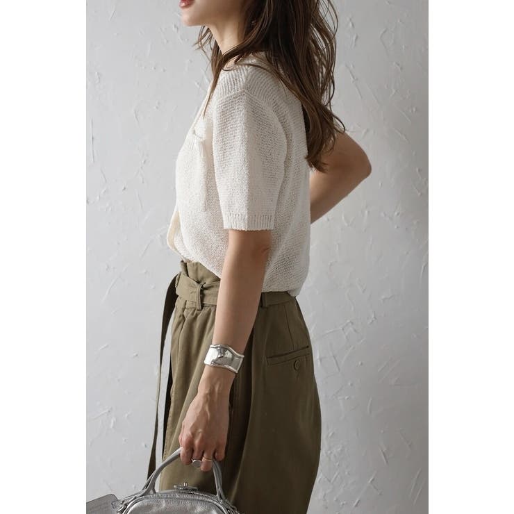 スクエアポケットブークレニット半袖カーディガン 77-003712 | BONJOUR SAGAN | 詳細画像8 