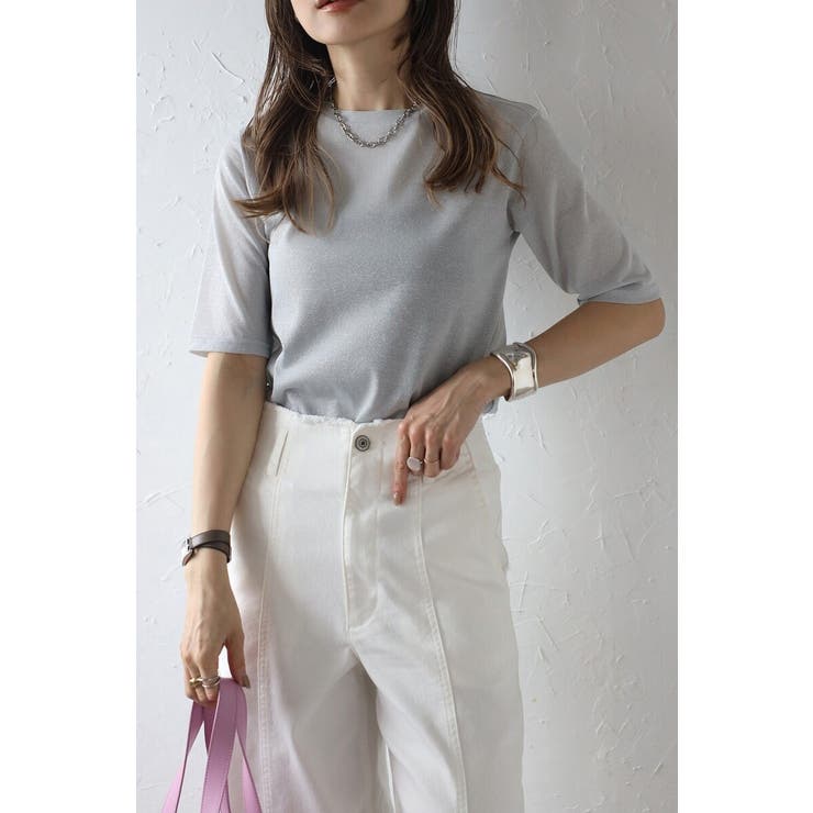 クルーネックラメTシャツ 77-003715 | BONJOUR SAGAN | 詳細画像1 