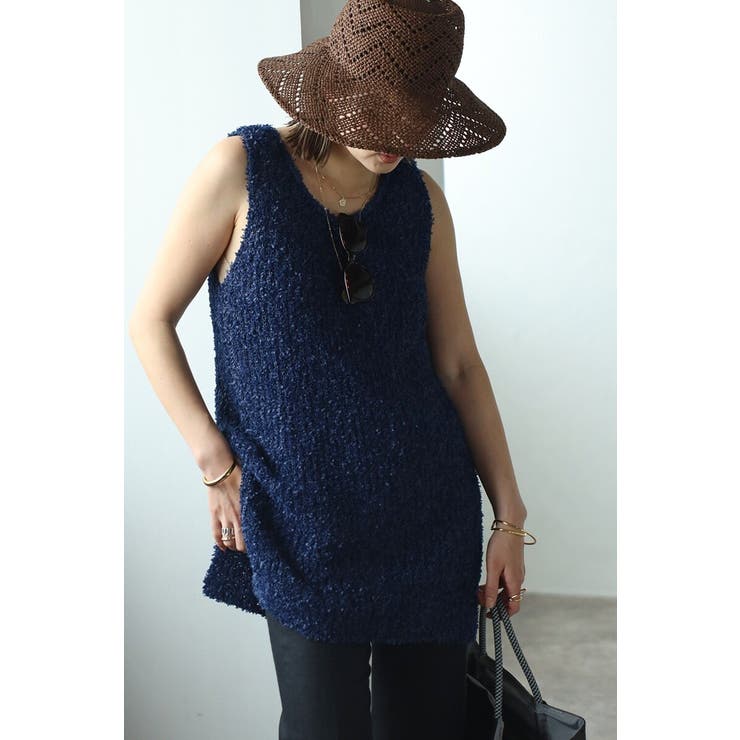 NAVY | リボンヤーンニットベスト 77-003789 | BONJOUR SAGAN