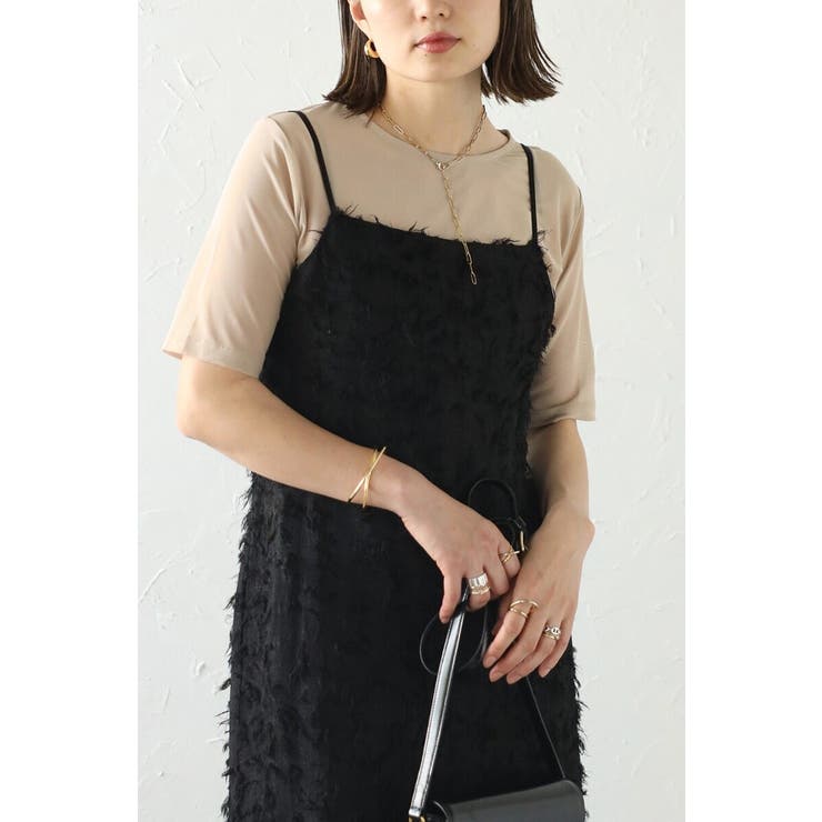 BEIGE | クルーネックハーフスリーブシアープルオーバー 77-003792 | BONJOUR SAGAN