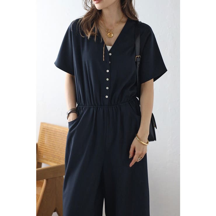 ウエスト切替Vネックオールインワン 77-003799 | BONJOUR SAGAN | 詳細画像2 