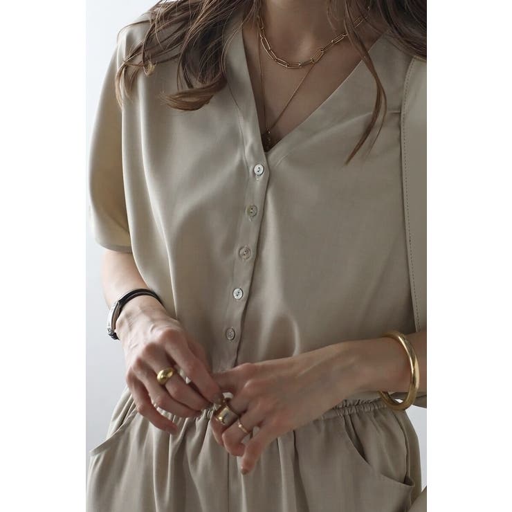 ウエスト切替Vネックオールインワン 77-003799 | BONJOUR SAGAN | 詳細画像23 