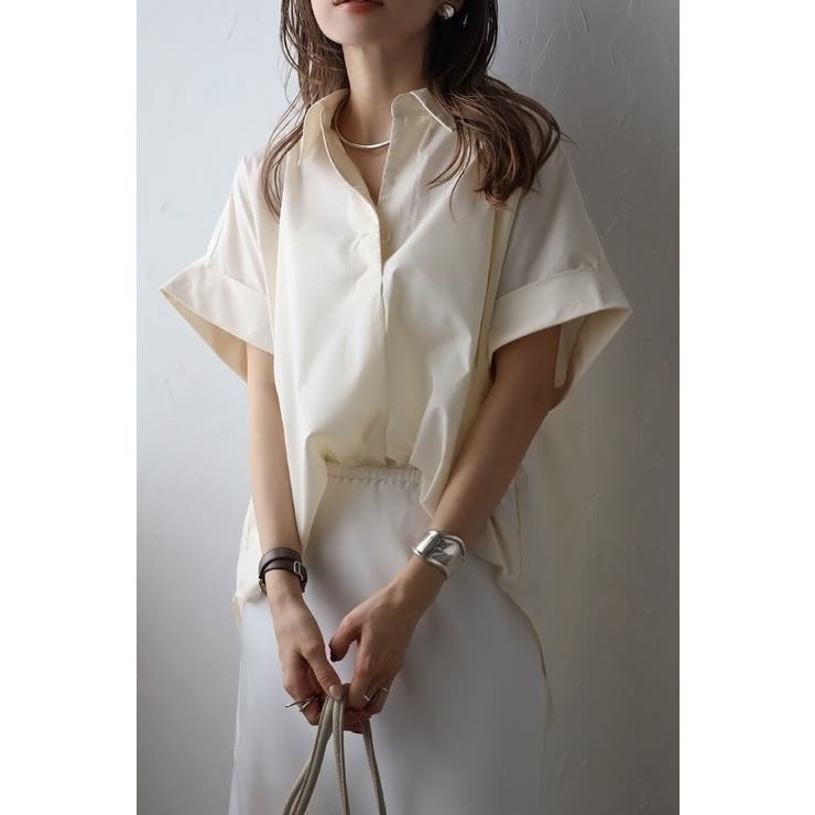 IVORY | ロールアップスキッパーシャツ 77-003800 | BONJOUR SAGAN