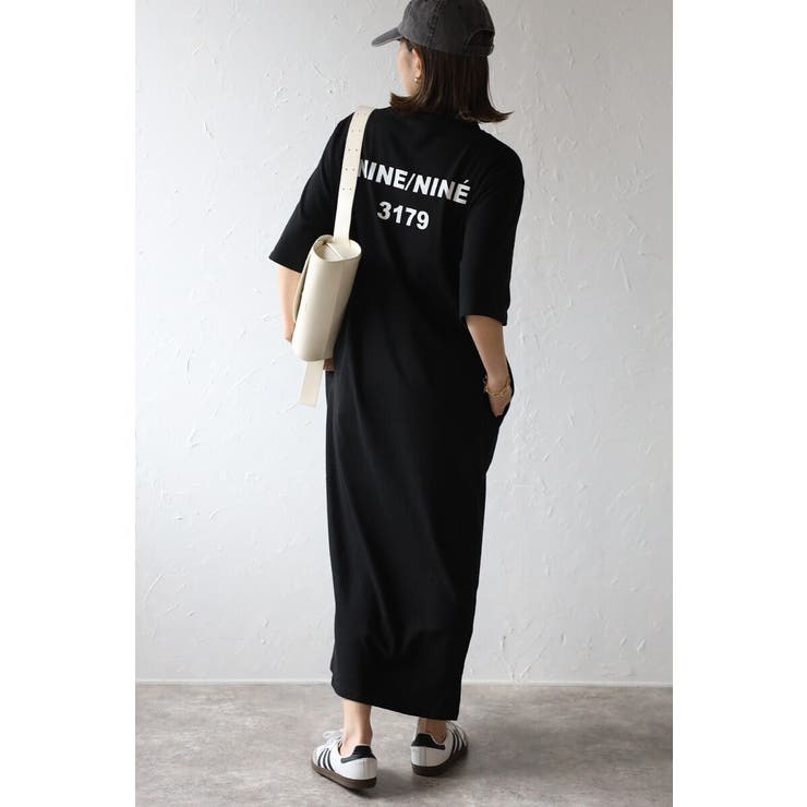 BLACK | バックナンバープリントTシャツワンピース 77-003816 | BONJOUR SAGAN