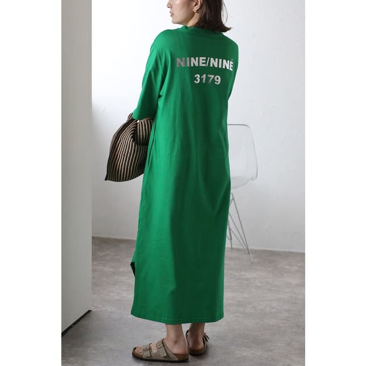GREEN | バックナンバープリントTシャツワンピース 77-003816 | BONJOUR SAGAN