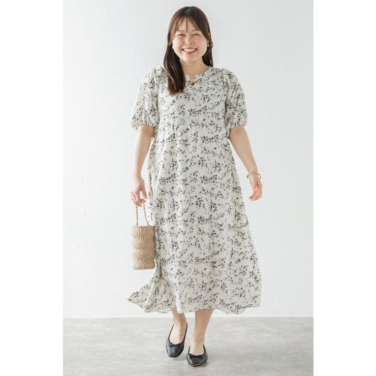 WHITE×BLACK | ウエストドロストリボン花柄ワンピース 77-003821 | BONJOUR SAGAN