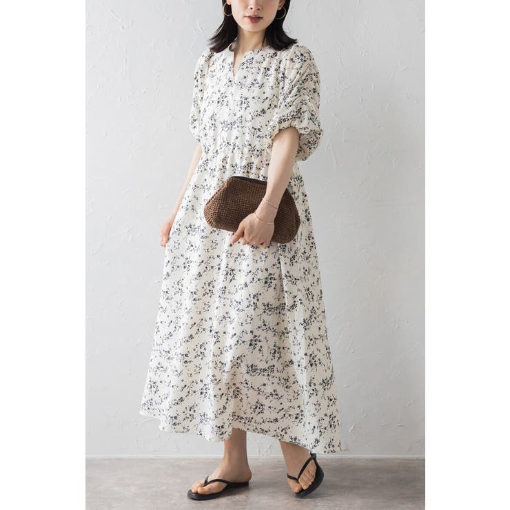 ウエストドロストリボン花柄ワンピース 77-003821 | BONJOUR SAGAN | 詳細画像43 