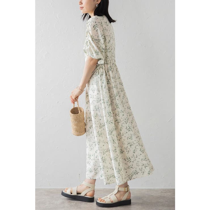 ウエストドロストリボン花柄ワンピース 77-003821 | BONJOUR SAGAN | 詳細画像54 