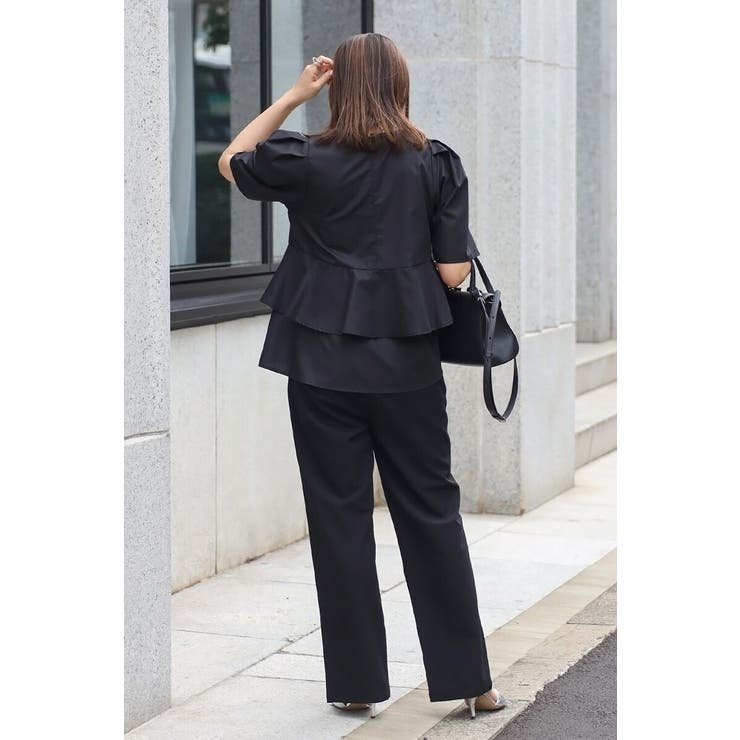 袖タックペプラムブラウス×フロントスリットパンツセットアップ 77 003835 | BONJOUR SAGAN | 詳細画像2 