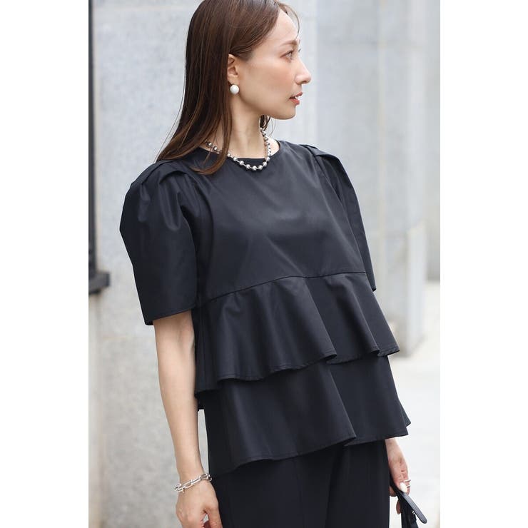 袖タックペプラムブラウス×フロントスリットパンツセットアップ 77 003835 | BONJOUR SAGAN | 詳細画像3 