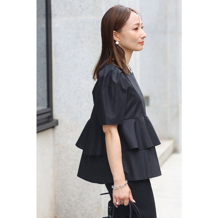 袖タックペプラムブラウス×フロントスリットパンツセットアップ 77 003835 | BONJOUR SAGAN | 詳細画像4 