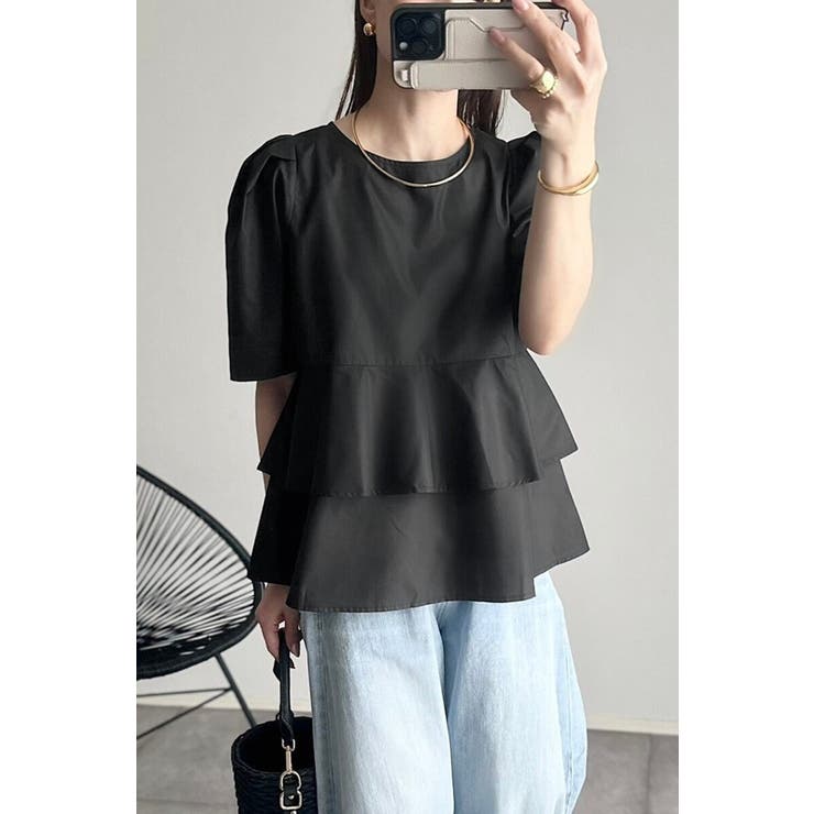 袖タックペプラムブラウス×フロントスリットパンツセットアップ 77 003835 | BONJOUR SAGAN | 詳細画像14 