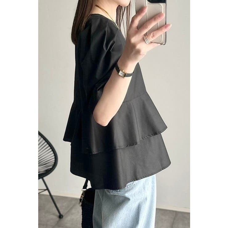 袖タックペプラムブラウス×フロントスリットパンツセットアップ 77 003835 | BONJOUR SAGAN | 詳細画像16 