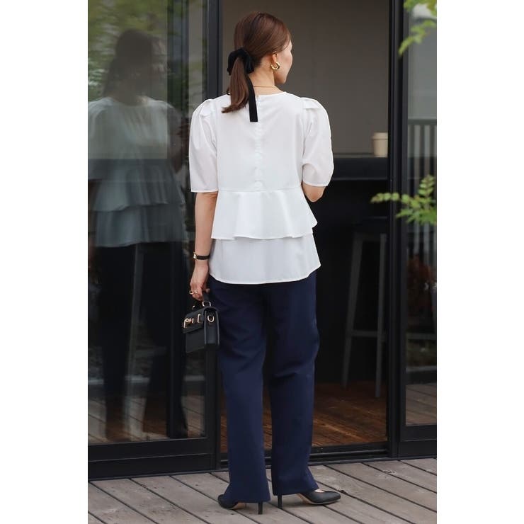 袖タックペプラムブラウス×フロントスリットパンツセットアップ 77 003835 | BONJOUR SAGAN | 詳細画像18 