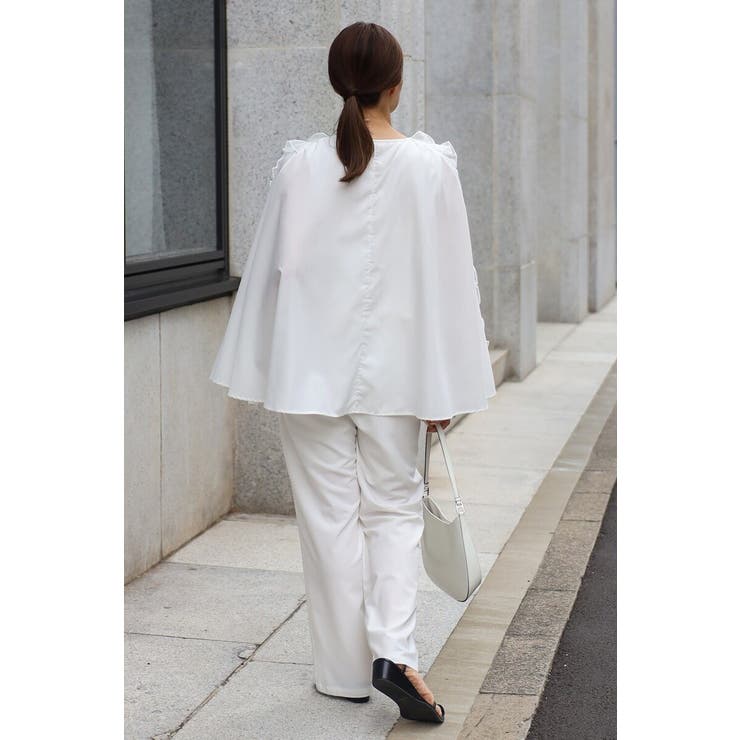 オーガンジードッキングケープブラウス×フロントスリットパンツセットアップ 77 … | BONJOUR SAGAN | 詳細画像2 