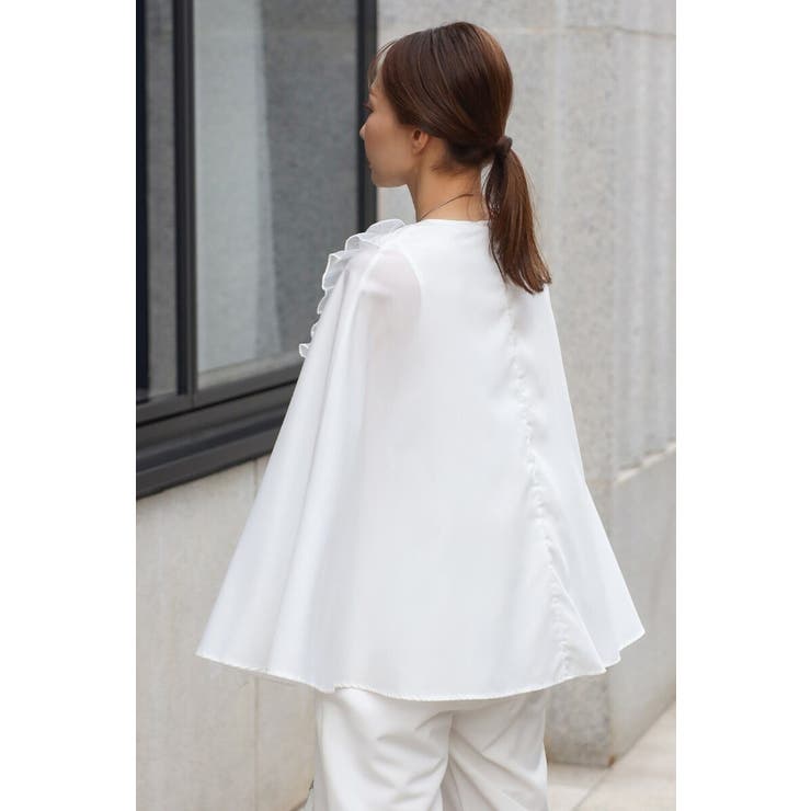 オーガンジードッキングケープブラウス×フロントスリットパンツセットアップ 77 … | BONJOUR SAGAN | 詳細画像5 