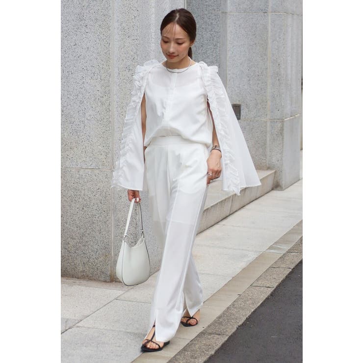 オーガンジードッキングケープブラウス×フロントスリットパンツセットアップ 77 … | BONJOUR SAGAN | 詳細画像7 