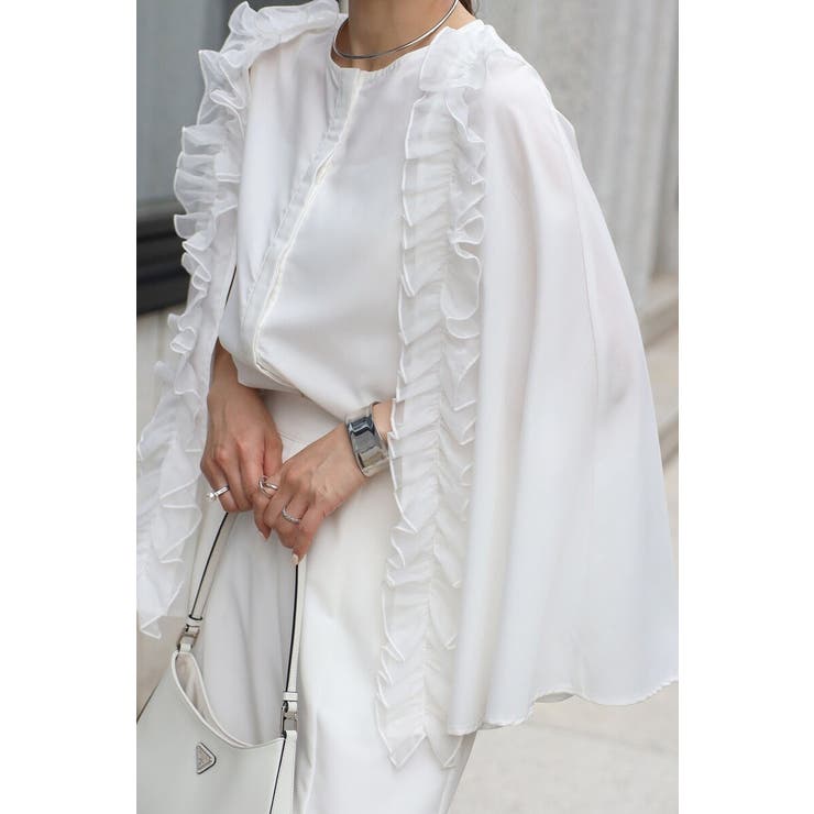 オーガンジードッキングケープブラウス×フロントスリットパンツセットアップ 77 … | BONJOUR SAGAN | 詳細画像8 