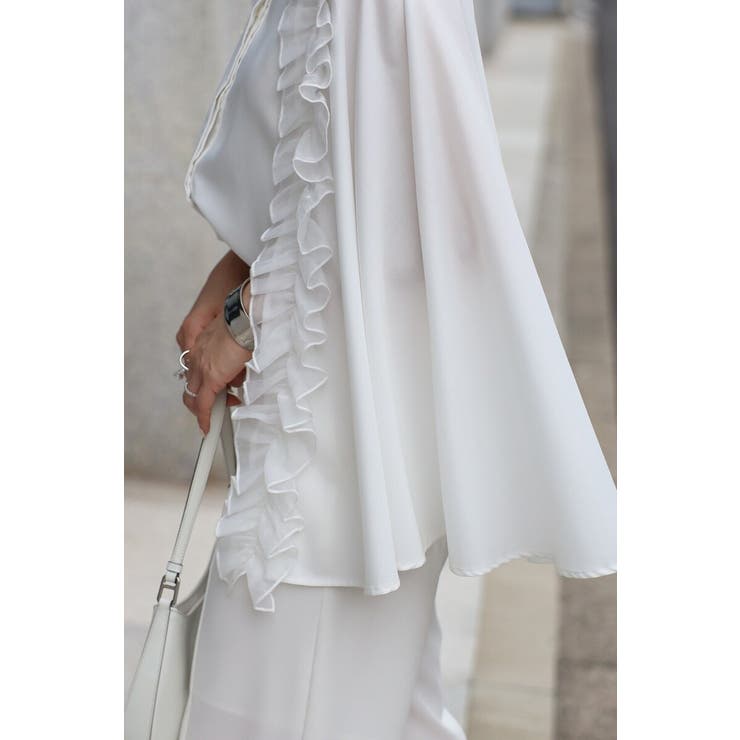 オーガンジードッキングケープブラウス×フロントスリットパンツセットアップ 77 … | BONJOUR SAGAN | 詳細画像9 