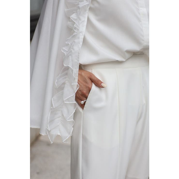 オーガンジードッキングケープブラウス×フロントスリットパンツセットアップ 77 … | BONJOUR SAGAN | 詳細画像13 