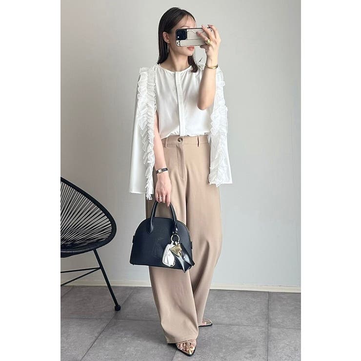 オーガンジードッキングケープブラウス×フロントスリットパンツセットアップ 77 … | BONJOUR SAGAN | 詳細画像15 