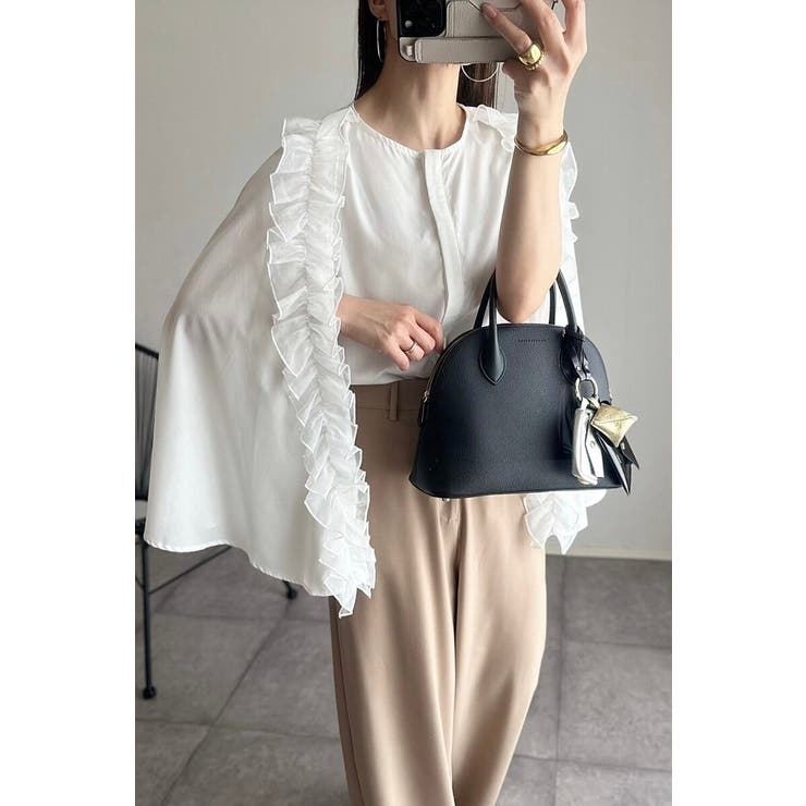 オーガンジードッキングケープブラウス×フロントスリットパンツセットアップ 77 … | BONJOUR SAGAN | 詳細画像18 