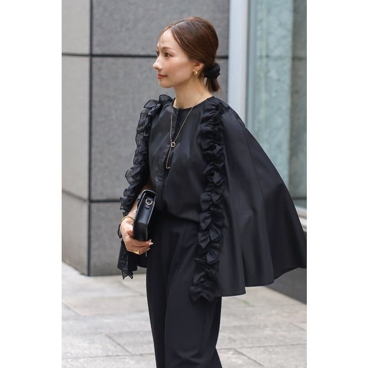 オーガンジードッキングケープブラウス×フロントスリットパンツセットアップ 77 … | BONJOUR SAGAN | 詳細画像22 