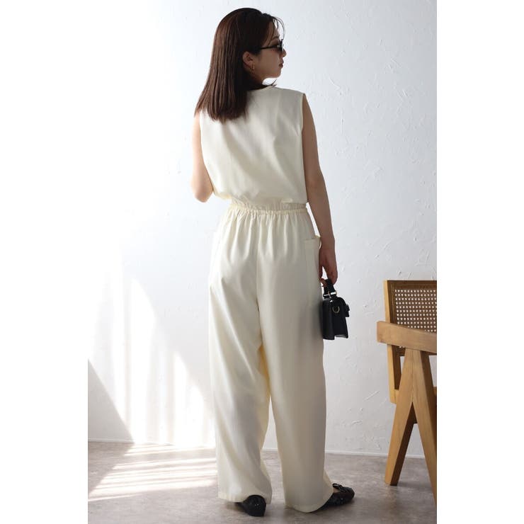 ウエストドロストノースリーブVネックオールインワン 77-003840 | BONJOUR SAGAN | 詳細画像6 