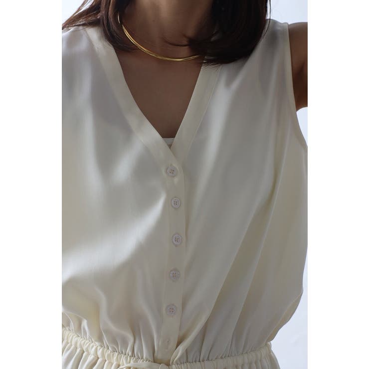 ウエストドロストノースリーブVネックオールインワン 77-003840 | BONJOUR SAGAN | 詳細画像9 