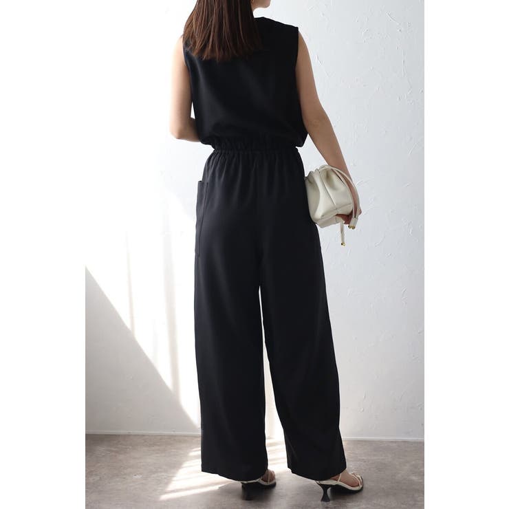 ウエストドロストノースリーブVネックオールインワン 77-003840 | BONJOUR SAGAN | 詳細画像17 