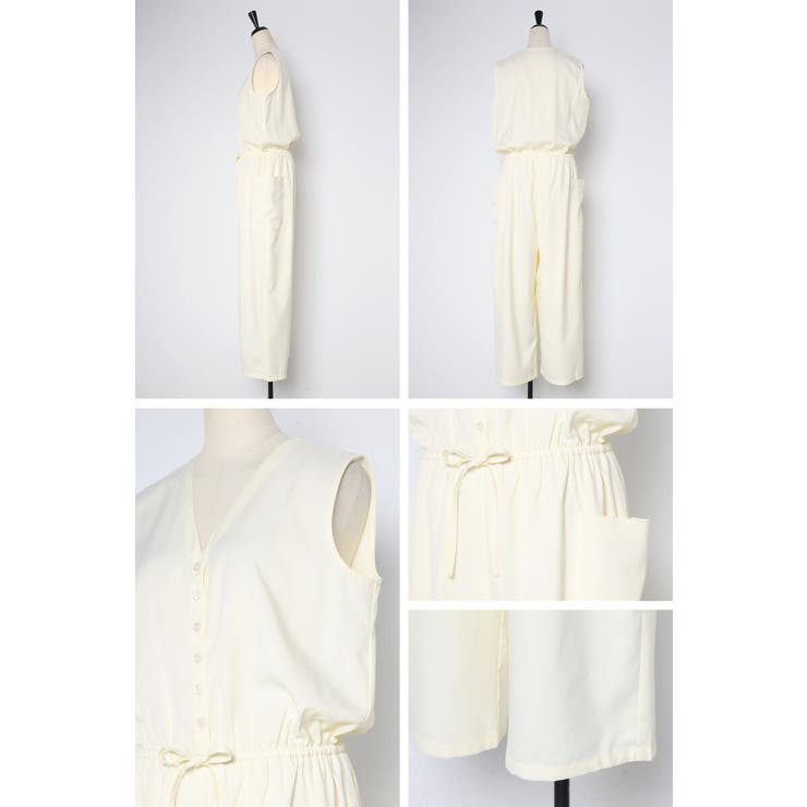 ウエストドロストノースリーブVネックオールインワン 77-003840 | BONJOUR SAGAN | 詳細画像21 