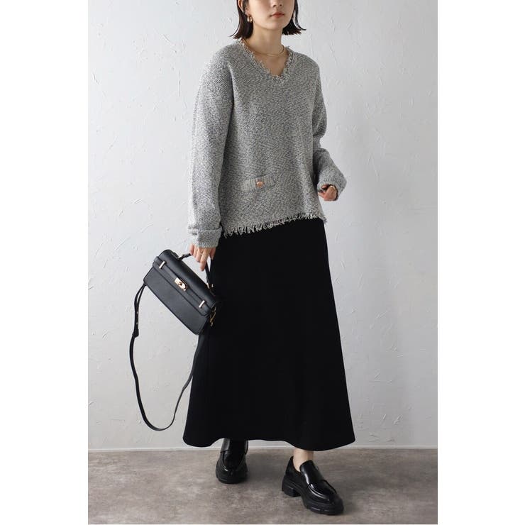 Vネックサマーツイードプルオーバー 77-003863 | BONJOUR SAGAN | 詳細画像1 