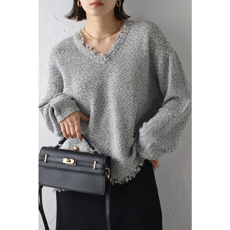 Vネックサマーツイードプルオーバー 77-003863 | BONJOUR SAGAN | 詳細画像2 