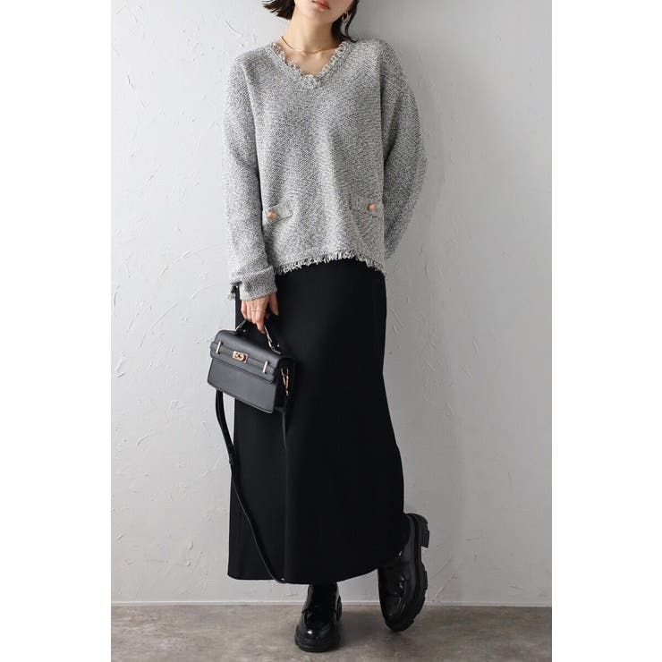 Vネックサマーツイードプルオーバー 77-003863 | BONJOUR SAGAN | 詳細画像3 