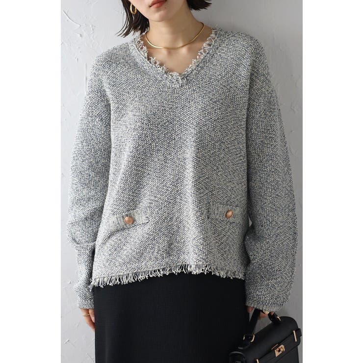 Vネックサマーツイードプルオーバー 77-003863 | BONJOUR SAGAN | 詳細画像8 