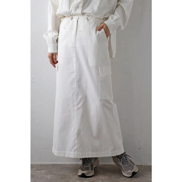 WHITE | ウエストドロストIラインスカート 77-003867 | BONJOUR SAGAN