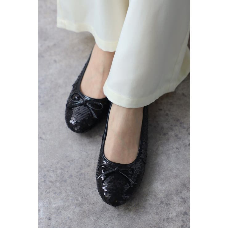 BLACK | スパンコールバレエシューズ 77-003871 | BONJOUR SAGAN