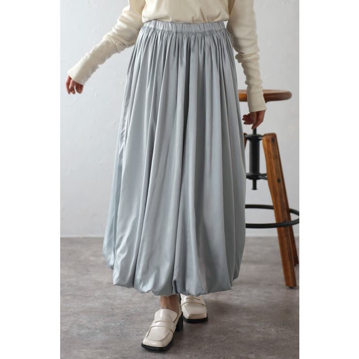 LIGHT-GRAY | サテンバルーンスカート 77-003880 | BONJOUR SAGAN