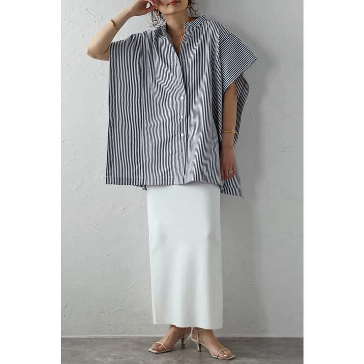 バンドカラースクエアポンチョシャツ  77-003892 | BONJOUR SAGAN | 詳細画像2 