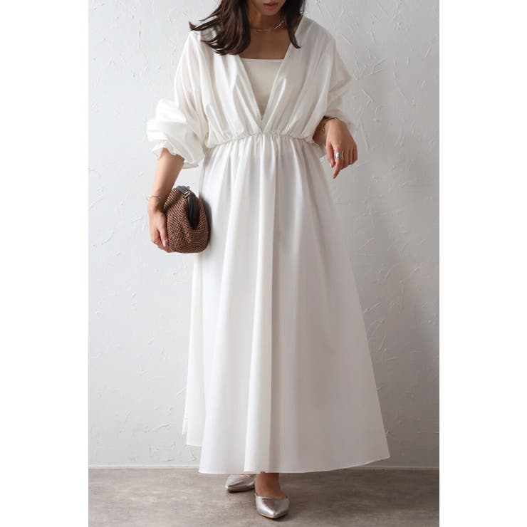 OFF-WHITE | 前後2WAYキャンディースリーブディープVワンピース 77-003894 | BONJOUR SAGAN