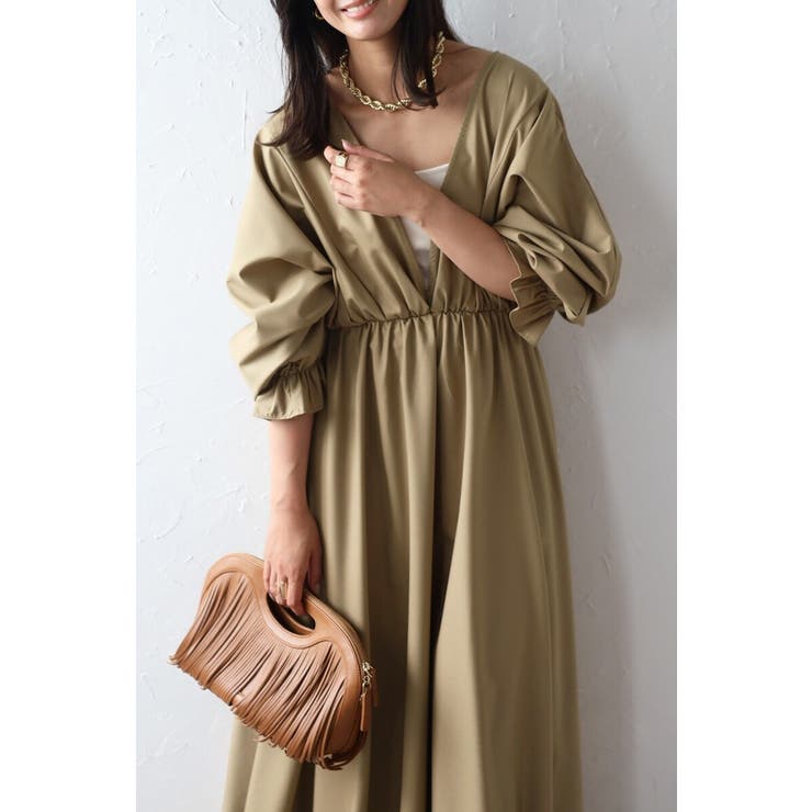 前後2WAYキャンディースリーブディープVワンピース 77-003894 | BONJOUR SAGAN | 詳細画像1 