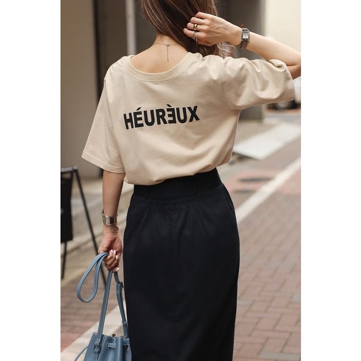 LIGHT-BEIGE | 前後2WAYロゴTシャツ 77-003895 | BONJOUR SAGAN