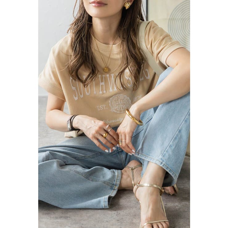 カレッジ刺繍ピグメントスウェットTシャツ 77-003897[品番