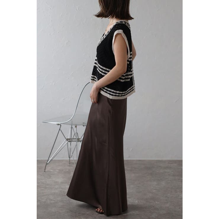 透かし編み配色ニットベスト 77-003911 | BONJOUR SAGAN | 詳細画像4 