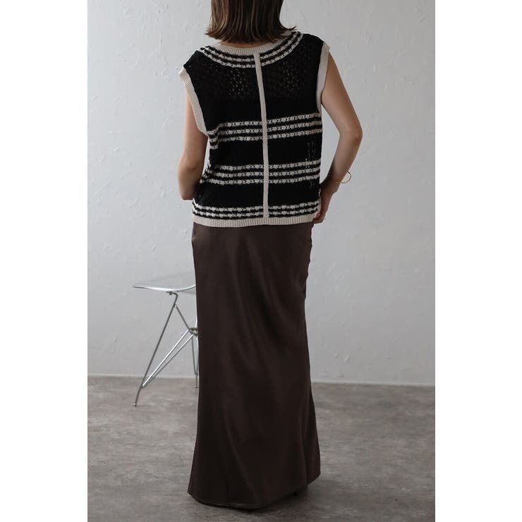 透かし編み配色ニットベスト 77-003911 | BONJOUR SAGAN | 詳細画像6 