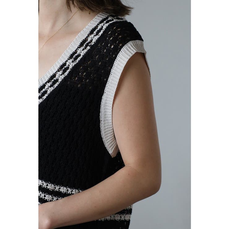 透かし編み配色ニットベスト 77-003911 | BONJOUR SAGAN | 詳細画像8 