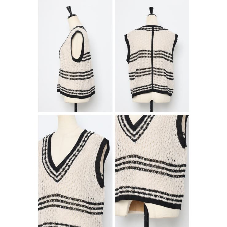 透かし編み配色ニットベスト 77-003911 | BONJOUR SAGAN | 詳細画像17 