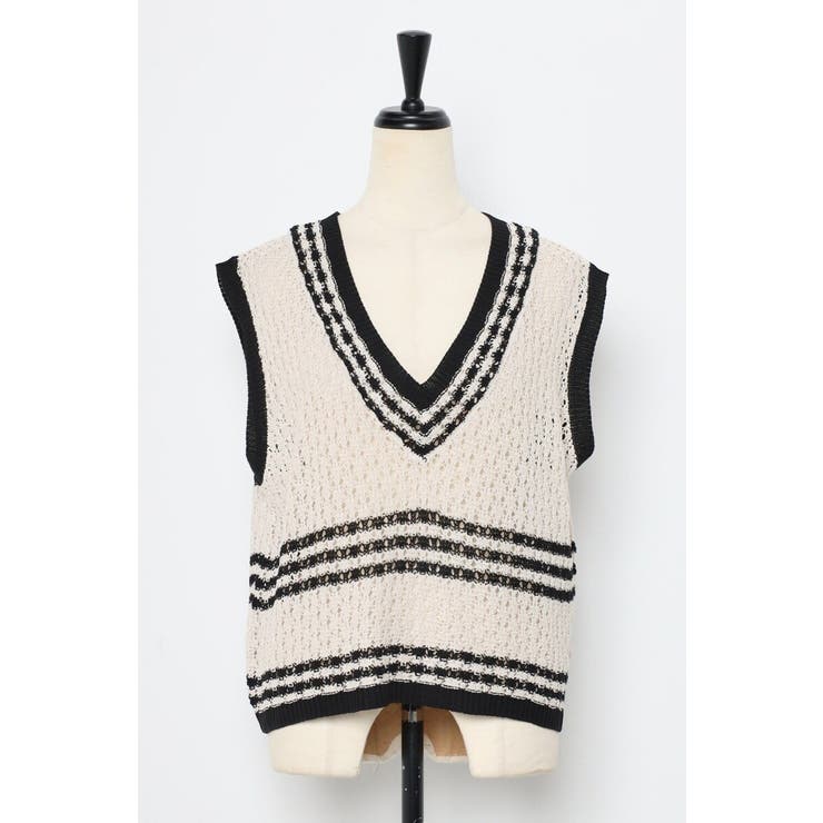 透かし編み配色ニットベスト 77-003911 | BONJOUR SAGAN | 詳細画像18 